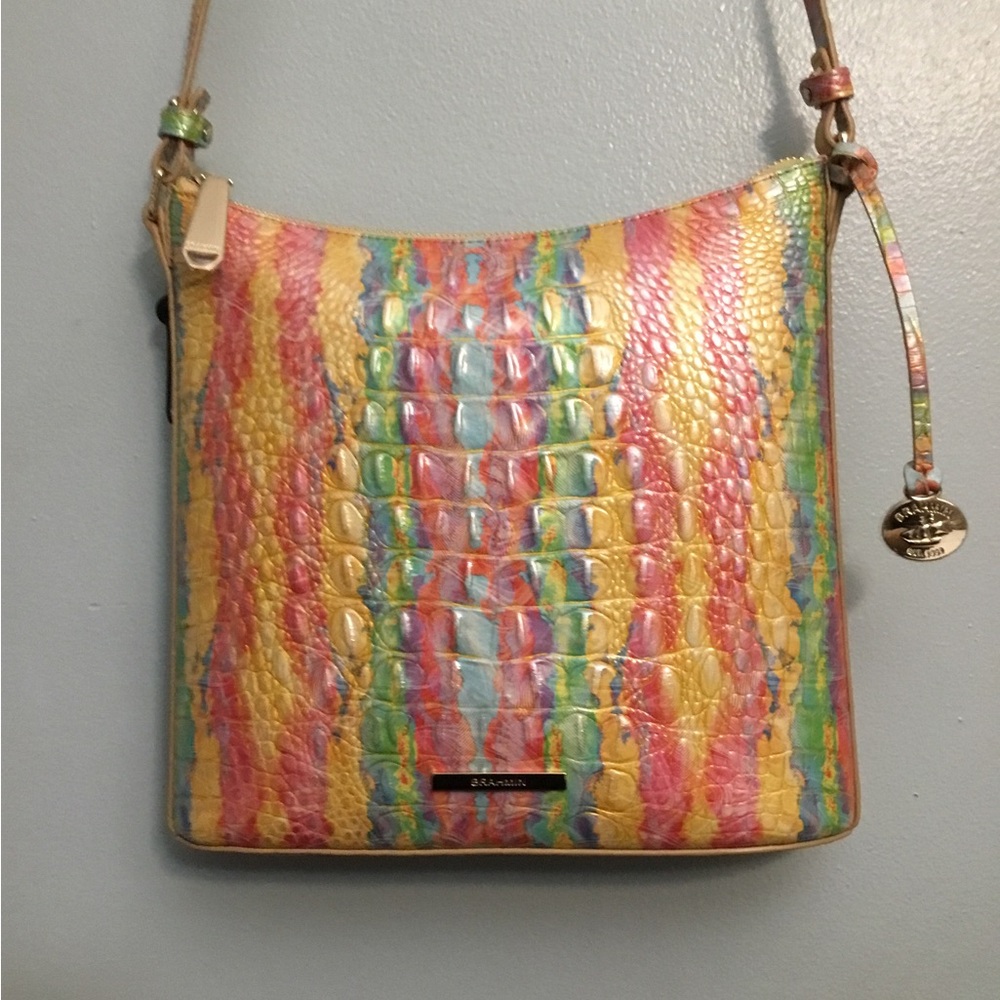 Brahmin Vibrant Shoulder Bag in Yellow, Pink, and Blue - Picture 14 of 16